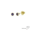 Puces d'oreilles violettes, rondes, brillantes, petites boucles d'oreilles en zirconium et plaqué or, clous, femme 