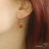 Boucles d'oreilles cornaline, petites, pendantes, vintage, plaqué or, fait main, création by Alicia