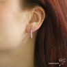 Créoles rectangulaires en plaqué or et zirconium brillant de face, boucles d'oreilles tendance