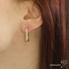 Créoles rectangulaires en plaqué or et zirconium brillant de trois côtés des boucles d'oreilles, tendance