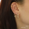 Petites créoles avec croix serties de zirconium brillant, boucles d'oreilles en plaqué or, tendance