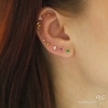 Puces d'oreilles vertes, rondes, brillantes, petites boucles d'oreilles en zirconium et plaqué or, clous, femme 