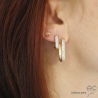 Créoles ovales en plaqué or et zirconium brillant de face, boucles d'oreilles tendance