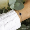 Bracelet fin avec pierre bleue et chaîne en argent massif rhodié