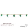 Collier avec malachite, pampilles cubes sur une chaîne fine en plaqué or ou argent, pierre naturelle verte, création by Alicia