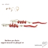 Boucles d'oreilles corail véritable rouge, longues, pendantes, plaqué or ou argent, création by Alicia