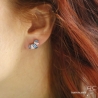 Boucles d'oreilles éventail en zirconium bleu et blanc brillant, plaqué or