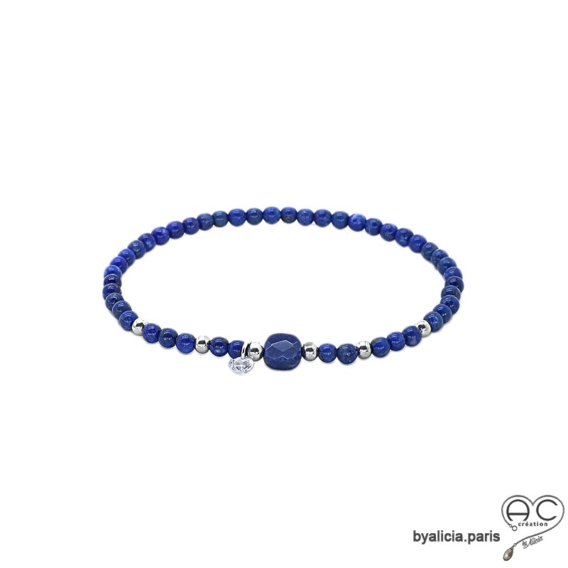 Bracelet pierres et cristal (bleu)