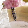 Bracelet lapis lazuli pierre naturelle, argent rhodié et petit brillant en cristal, femme, gipsy, bohème, création by Alicia