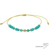 Bracelet fin turquoise et plaqué or, pierre naturelle sur un cordon, fait main, création by Alicia