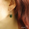 Boucles d'oreilles jade, argent massif, pierre naturelle verte forme baroque, fait main, création by Alicia