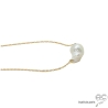 Collier perle baroque sur une chaîne fine en plaqué or, ras de cou, création by Alicia