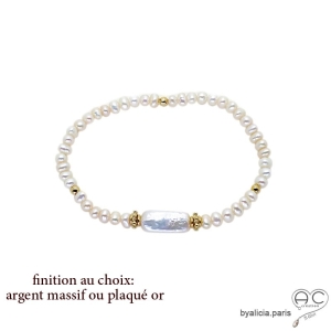 Bracelet perle baroque et perles de culture d'eau douce, fait main, création by Alicia 
