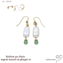 Boucles d\'oreilles pendantes, perle baroque et aventurine, fait main, création by Alicia