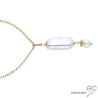 Collier pendentif perle baroque, plaqué or, fait main, création by Alicia
