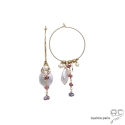 Créoles perle baroque plate, pampilles, plaqué or, boucles d\'oreilles faits main, création by Alicia
