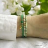 Bracelet fin agate verte et pampille coeur en plaqué or, fait man, création by Alicia