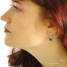Boucles d'oreilles agate verte carré, pierre naturelle et argent massif, fait main, création by Alicia
