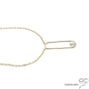 Collier fin, pendentif ovale en plaqué or avec perle nacrée 