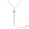 Collier, pendentif long, perle baroque et perles de culture, plaqué or, fait main, création by Alicia