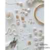 Boucles d'oreilles perle baroque et carré arabesque en plaqué or avec pampilles, pendantes, fait main, création by Alicia