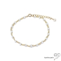 Bracelet perles de culture d\'eau douce sur une chaîne en argent doré à l\'or fin 18 carats, fait main, création by Alicia