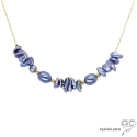 Collier perles d\'eau douce gris-bleu irisée sur une chaîne en vermeil, fait main, création by Alicia