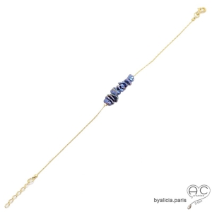 Bracelet perles d'eau douce gris-bleu irisée sur une chaîne en vermeil, fait main, création by Alicia