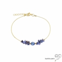 Bracelet perle d\'eau douce et perles gris-bleu irisée sur une chaîne en vermeil, fait main, création by Alicia