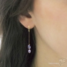 Boucles d'oreilles perle d'eau douce gris-bleu irisée, vermeil, fait main, création by Alicia