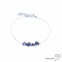 Bracelet perles d\'eau douce gris-bleu irisée sur une chaîne en argent 925 rhodié, fait main, création by Alicia