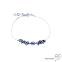Bracelet perle d\'eau douce gris-bleu irisée sur une chaîne en argent 925 rhodié, fait main, création by Alicia