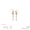 Boucles d'oreilles calcédoine rose, plaqué or, cascade de pierres semi-précieuses, fait main, création by Alicia
