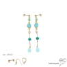 Boucles d'oreilles calcédoine bleu, plaqué or, cascade de pierres semi-précieuses, fait main, création by Alicia