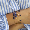 Bracelet avec lapis-lazuli en cube sur une chaîne en vermeil ou argent massif rhodié, pierre naturelle, création by Alicia
