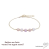 Bracelet avec opale rose en cube facetté sur une chaîne en vermeil ou argent massif rhodié, création by Alicia