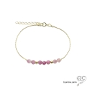 Bracelet fin tourmaline rose, pierre naturelle sur une chaîne vermeil, fait main, création by Alicia