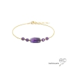Bracelet améthyste sur une chaîne en vermeil, pierre naturelle violet, fait main, création by Alicia