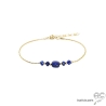 Bracelet lapis-lazuli sur une chaîne en vermeil, pierre naturelle bleue, fait main, création by Alicia