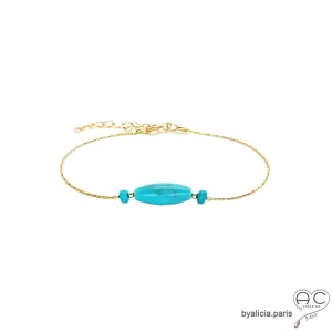 Bracelet turquoise reconstituée sur une chaîne en vermeil, fait main, création by Alicia
