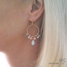 boucles d'oreilles grandes rondes avec pieres naturelles amazonite et pierre de soleil réalisées à la main sur mesure