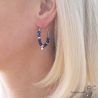 Créoles lapis lazuli et pampille boule en argent 925, boucles d'oreilles, pierre fine, fait main, création by Alicia
