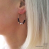 Créoles spinelle noir, agate blanche et pointes en plaqué or, boucles d'oreilles, fait main, création by Alicia