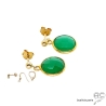 Boucles d'oreilles agate verte ronde, plaqué or, fait main, création by Alicia