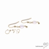 Boucles d'oreilles  avec perle de culture d'eau douce et pampille boule en plaqué or, pendantes, création by Alicia