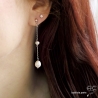 Boucles d'oreilles longues perles de culture d'eau douce, argent massif, fait main, création by Alicia