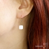 Boucles d'oreilles agate blanche, plaqué or ou argent, petites, pendantes, pierre naturelle, fait main, création by Alicia