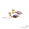 Boucles d'oreilles améthyste, petites, pendantes, vintage, plaqué or, fait main, création by Alicia
