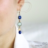 Boucles d'oreilles lapis-lazuli et calcédoine, étoile, plaqué or, fait main, création by Alicia