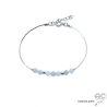 Bracelet fin avec aigue marine sur une chaîne en argent massif rhodié, pierre naturelle bleu, création by Alicia